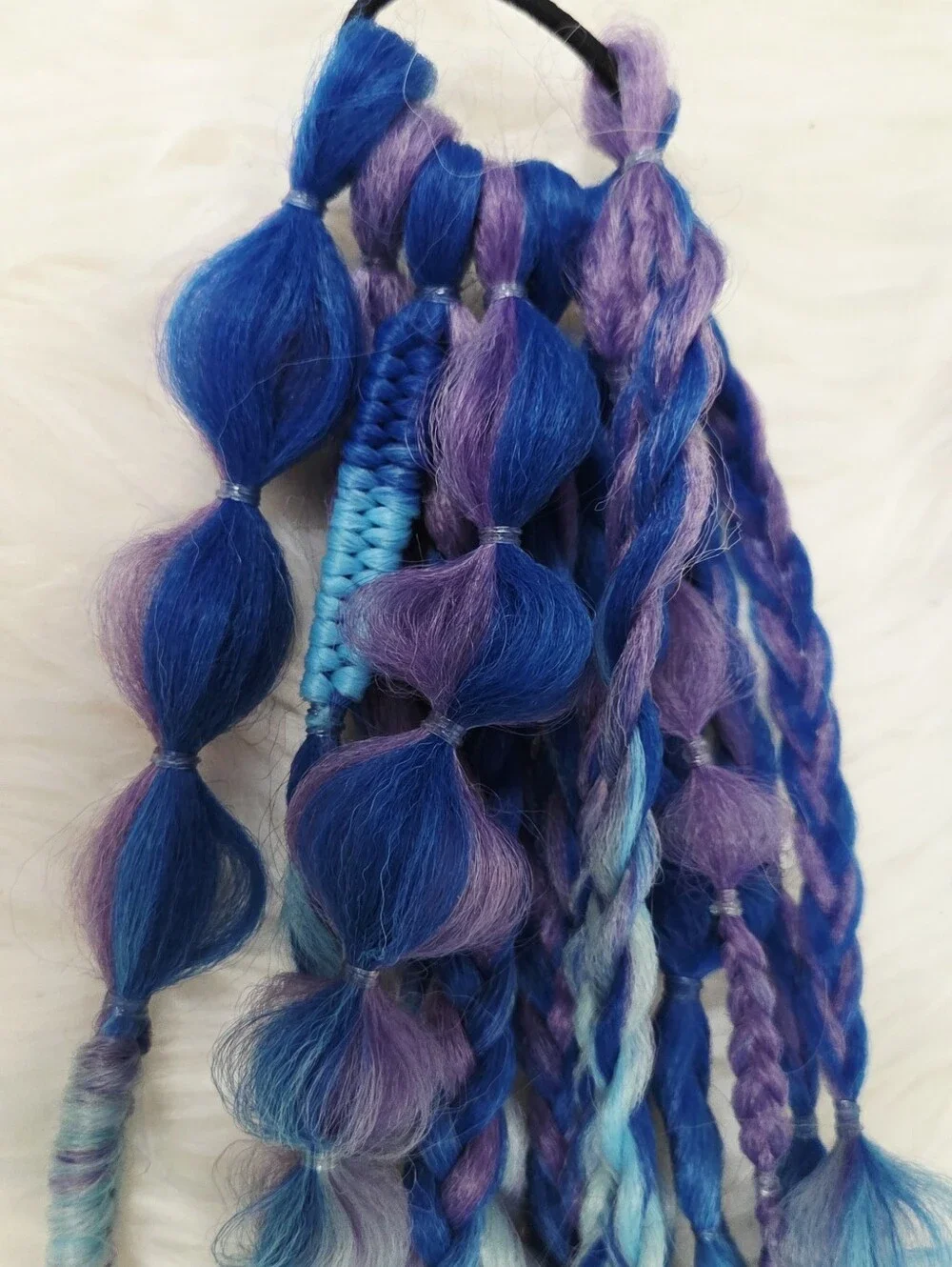 Handmade Synthetic Braid Hair Extensions - Blue/Purple rave Festival Dragon